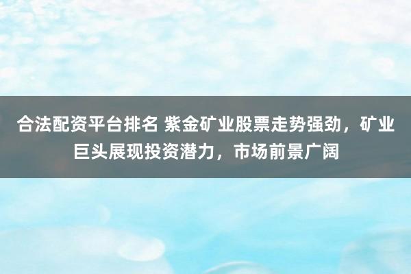 合法配资平台排名 紫金矿业股票走势强劲，矿业巨头展现投资潜力，市场前景广阔