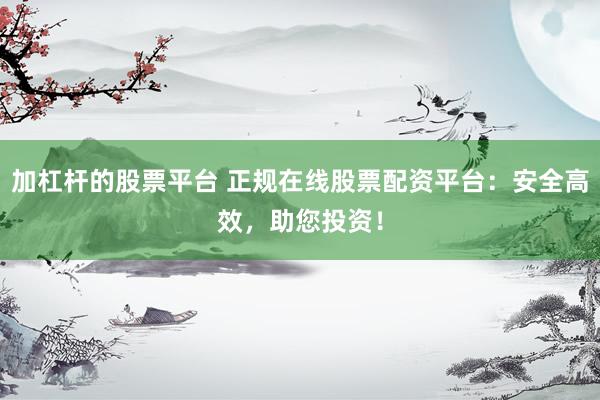 加杠杆的股票平台 正规在线股票配资平台：安全高效，助您投资！