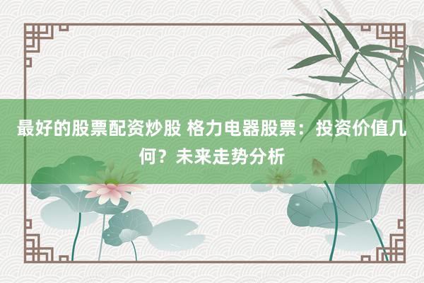 最好的股票配资炒股 格力电器股票：投资价值几何？未来走势分析
