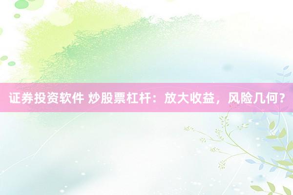 证券投资软件 炒股票杠杆：放大收益，风险几何？
